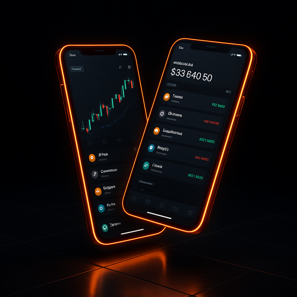 BITWINEX mobile app on two smartphones